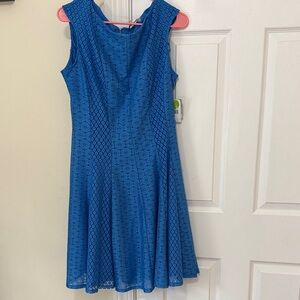 Danny & Nicole Blue Geometric Midi Dress